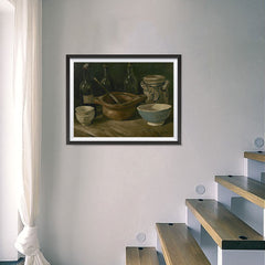 Ezposterprints - Still Life With Earthenware And Bottles | Van Gogh Art Reproduction - 24x18 ambiance display photo sample