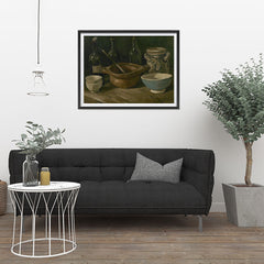 Ezposterprints - Still Life With Earthenware And Bottles | Van Gogh Art Reproduction - 32x24 ambiance display photo sample