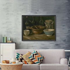 Ezposterprints - Still Life With Earthenware And Bottles | Van Gogh Art Reproduction - 48x36 ambiance display photo sample