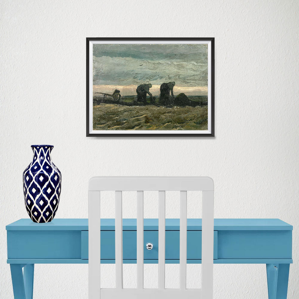 Ezposterprints - Women On The Peat Moor | Van Gogh Art Reproduction - 16x12 ambiance display photo sample