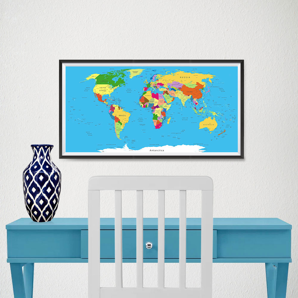 Ezposterprints - Classic World Map - Robinson projection - 24x12 ambiance display photo sample
