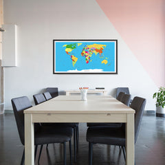 Ezposterprints - Classic World Map - Robinson projection - 48x24 ambiance display photo sample