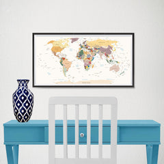 Ezposterprints - Retro World Map - Robinson projection - 24x12 ambiance display photo sample
