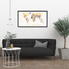Ezposterprints - Retro World Map - Robinson projection - 36x18 ambiance display photo sample