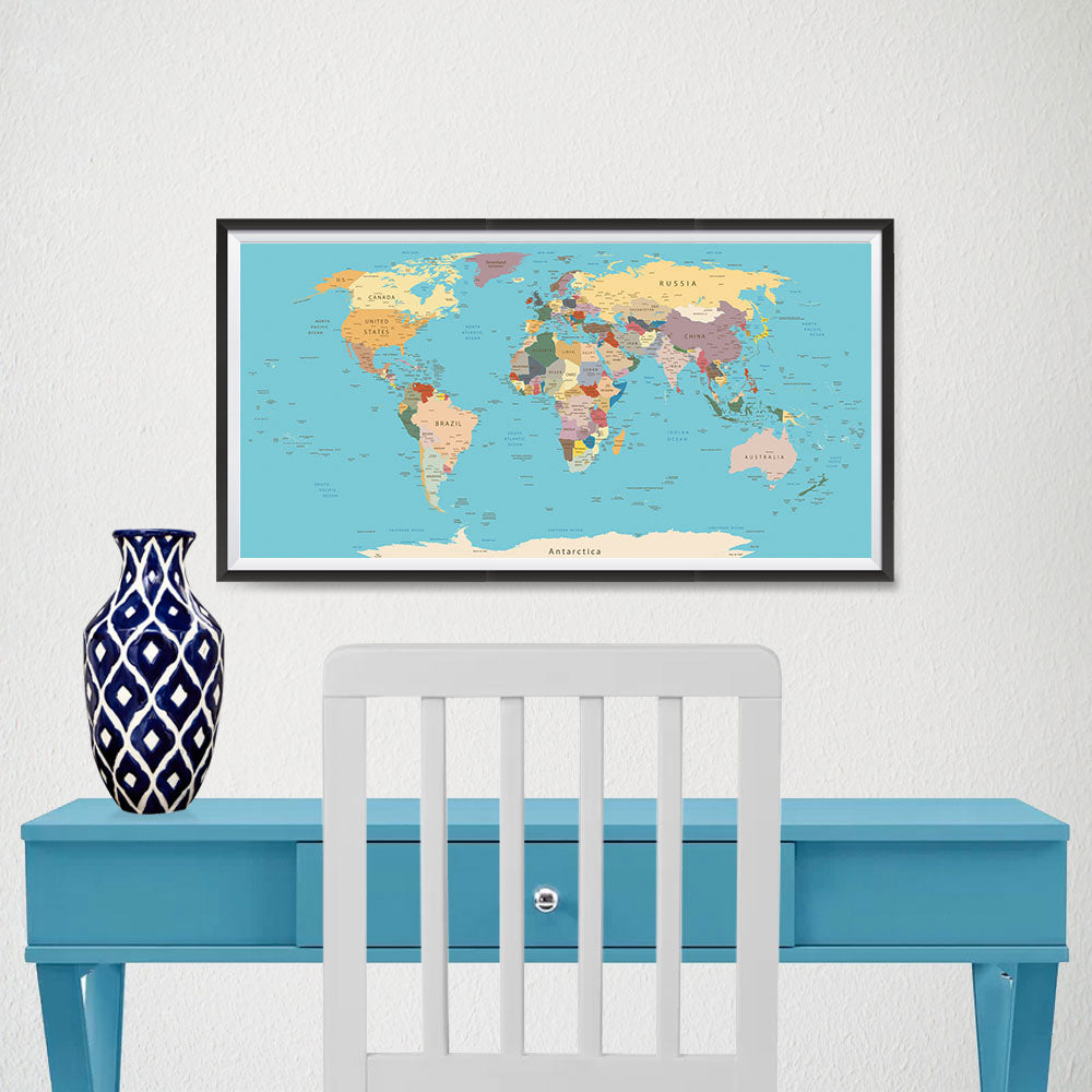 Ezposterprints - Vintage World Map - Robinson projection - 24x12 ambiance display photo sample
