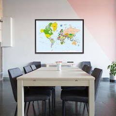 Ezposterprints - Classic World Map - Mercator projection - 48x32 ambiance display photo sample