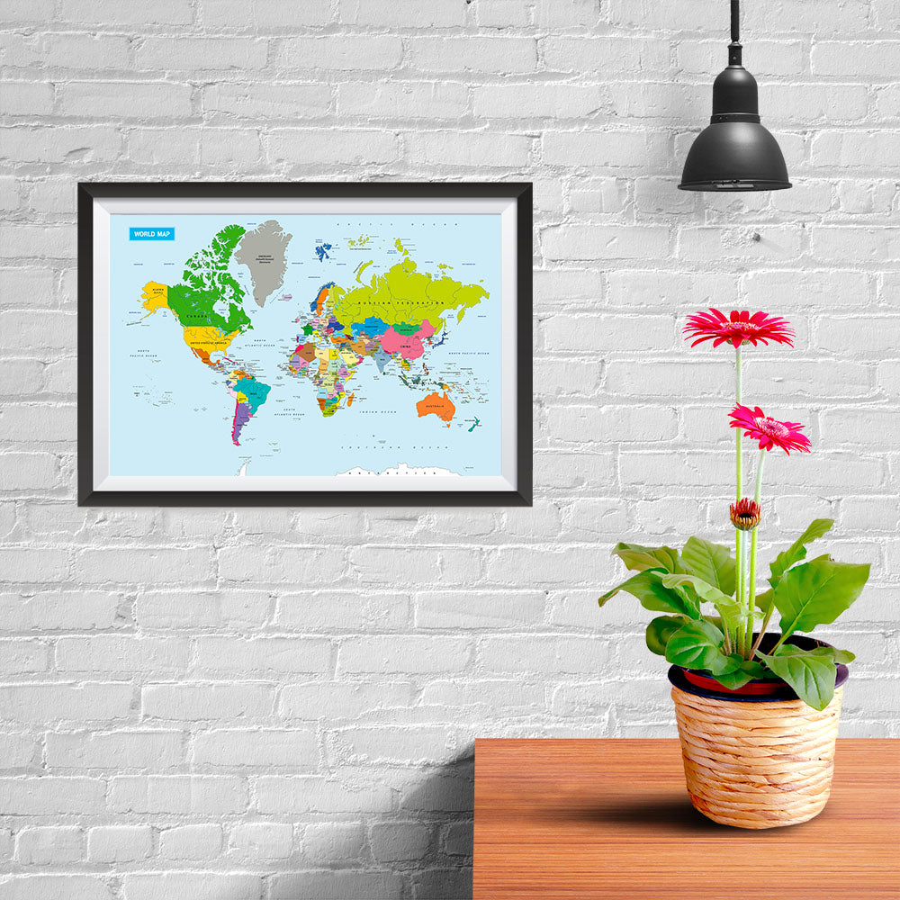 Ezposterprints - Vivid World Map - Mercator projection - 12x08 ambiance display photo sample