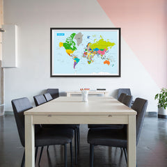 Ezposterprints - Vivid World Map - Mercator projection - 48x32 ambiance display photo sample