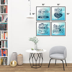 Ezposterprints - Bible Quotes - Set of 4 - Truth, Trust, Strength, Serve - 16x16 ambiance display photo sample