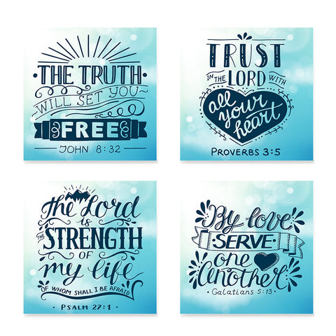 Ezposterprints - Bible Quotes - Set of 4 - Truth, Trust, Strength, Serve