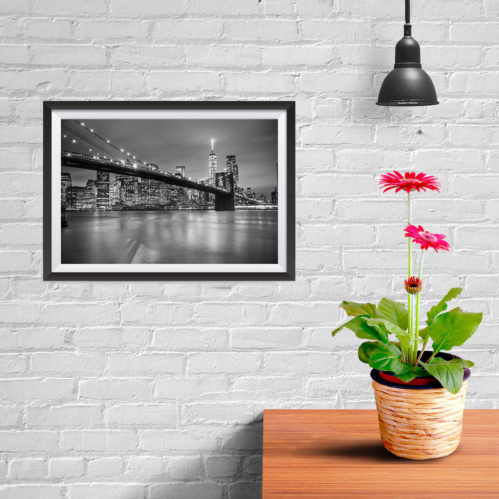 Ezposterprints - Brooklyn Bridge in Black and White - 12x08 ambiance display photo sample