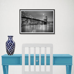 Ezposterprints - Brooklyn Bridge in Black and White - 18x12 ambiance display photo sample