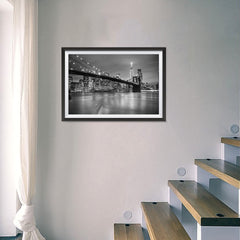 Ezposterprints - Brooklyn Bridge in Black and White - 24x16 ambiance display photo sample