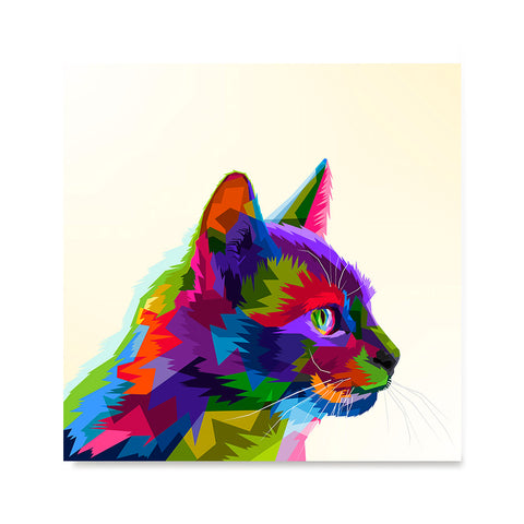 Ezposterprints - Cartoon Cat | Cubism Pop Art Design Colorful Animals