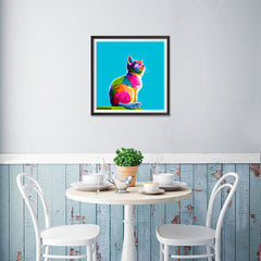 Ezposterprints - Cool Cat | Cubism Pop Art Design Colorful Animals - 16x16 ambiance display photo sample