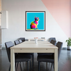 Ezposterprints - Cool Cat | Cubism Pop Art Design Colorful Animals - 32x32 ambiance display photo sample