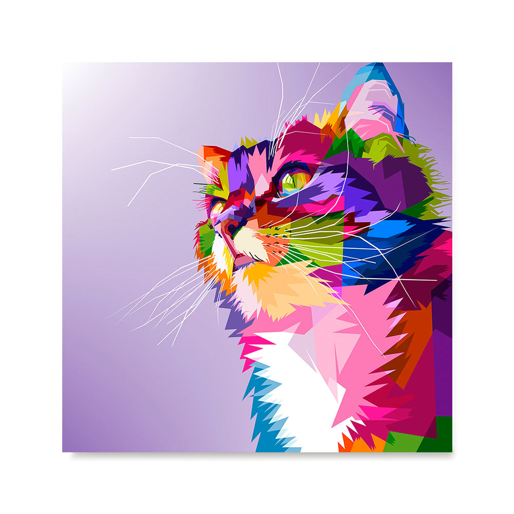 Ezposterprints - Cute Cat | Cubism Pop Art Design Colorful Animals