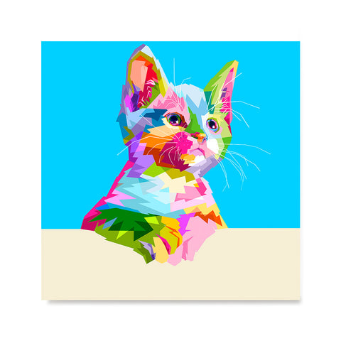 Ezposterprints - Cute Kitten | Cubism Pop Art Design Colorful Animals