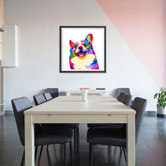 Ezposterprints - Happy Dog | Cubism Pop Art Design Colorful Animals - 32x32 ambiance display photo sample