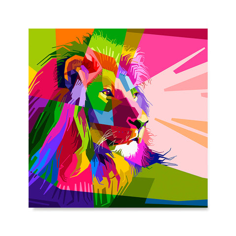 Ezposterprints - Lion | Cubism Pop Art Design Colorful Animals