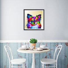 Ezposterprints - Little Dog | Cubism Pop Art Design Colorful Animals - 16x16 ambiance display photo sample
