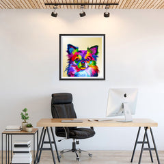 Ezposterprints - Little Dog | Cubism Pop Art Design Colorful Animals - 24x24 ambiance display photo sample