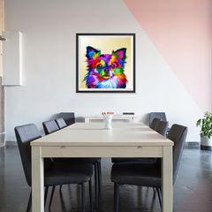 Ezposterprints - Little Dog | Cubism Pop Art Design Colorful Animals - 32x32 ambiance display photo sample
