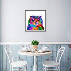 Ezposterprints - Owl | Cubism Pop Art Design Colorful Animals - 16x16 ambiance display photo sample