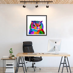 Ezposterprints - Owl | Cubism Pop Art Design Colorful Animals - 24x24 ambiance display photo sample