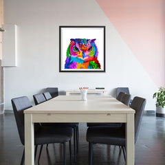 Ezposterprints - Owl | Cubism Pop Art Design Colorful Animals - 32x32 ambiance display photo sample