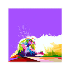 Ezposterprints - Sleeping Cat | Cubism Pop Art Design Colorful Animals