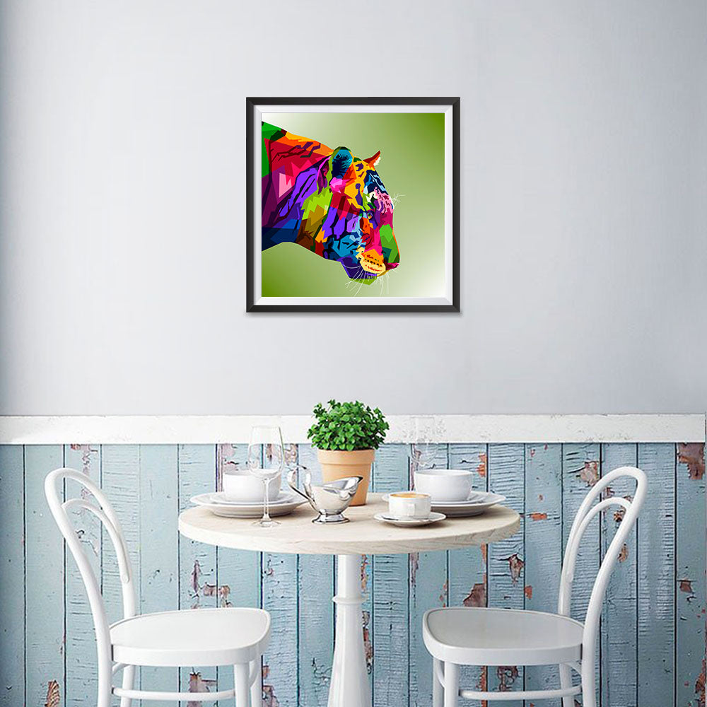 Ezposterprints - Tiger | Cubism Pop Art Design Colorful Animals - 16x16 ambiance display photo sample