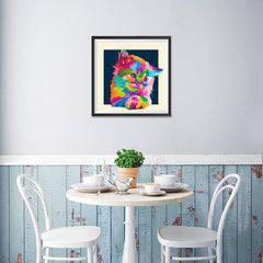 Ezposterprints - Adorable Cat | Cubism Pop Art Design Colorful Animals - 16x16 ambiance display photo sample