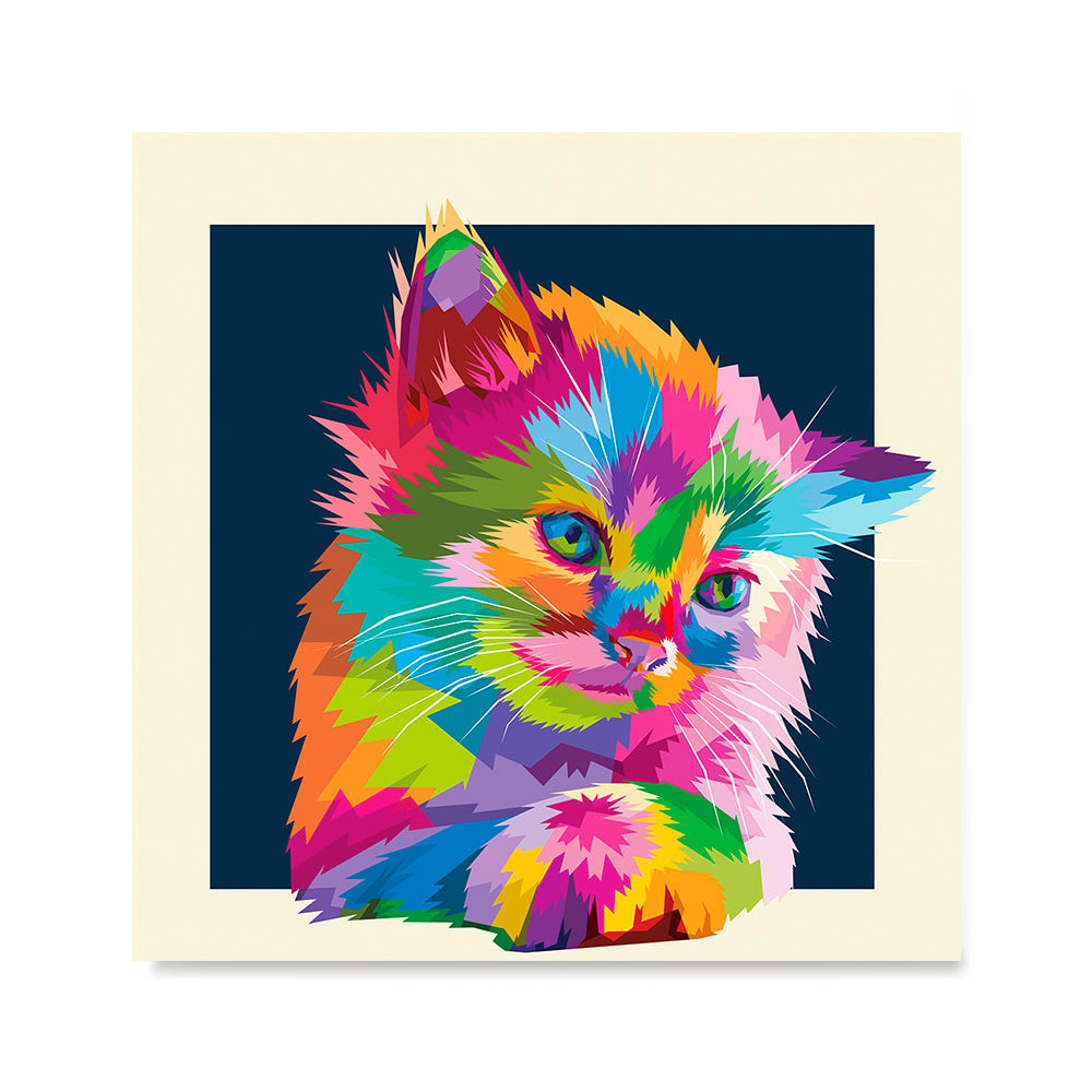 Ezposterprints - Adorable Cat | Cubism Pop Art Design Colorful Animals