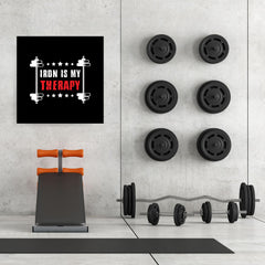 Ezposterprints - Iron is My Therapy | GYM Motivation Quotes - 32x32 ambiance display photo sample
