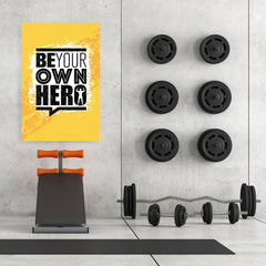 Ezposterprints - Be Your Own Hero | Gym Inspiration Motivation Quotes - 32x48 ambiance display photo sample