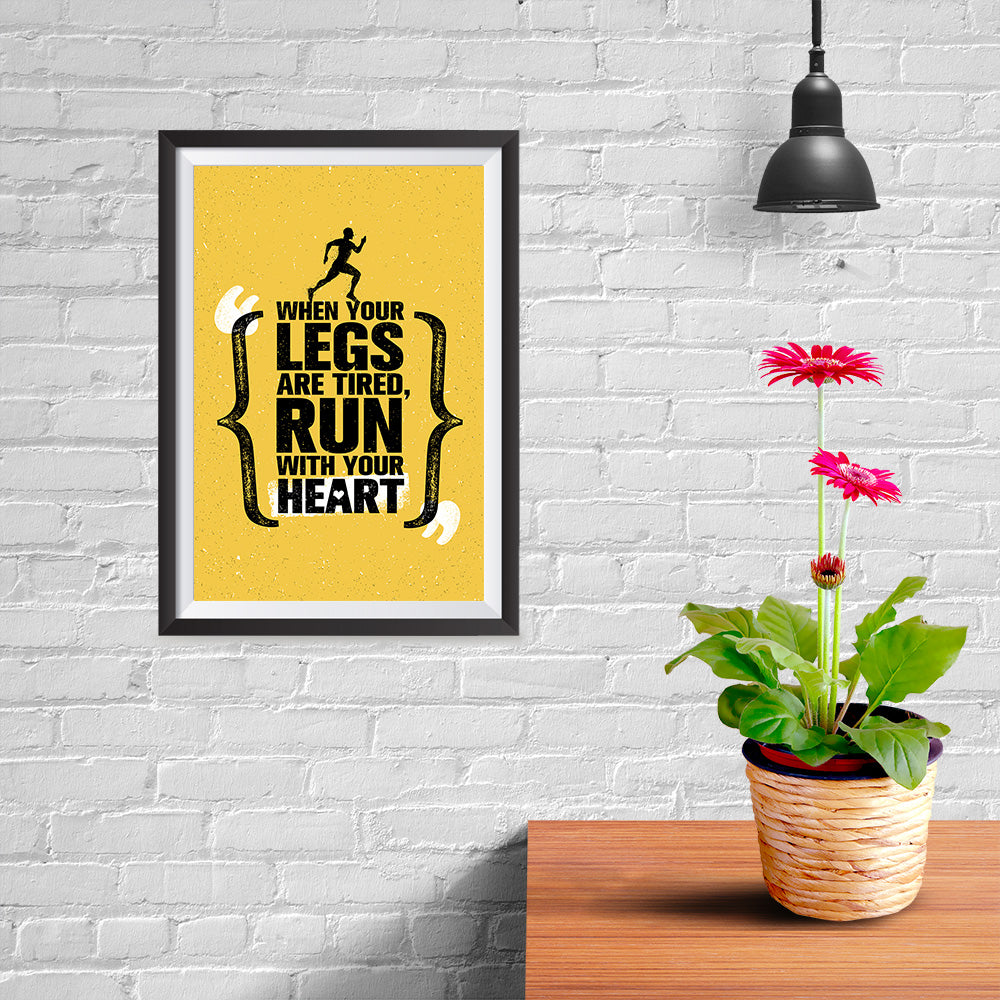 Ezposterprints - Run With Heart | Gym Inspiration Motivation Quotes - 08x12 ambiance display photo sample