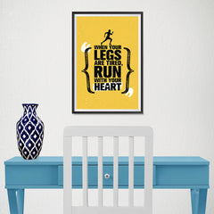 Ezposterprints - Run With Heart | Gym Inspiration Motivation Quotes - 12x18 ambiance display photo sample