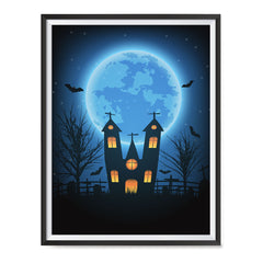 Ezposterprints - Under the Blue Moon Halloween Poster ambiance display photo sample