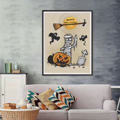 Ezposterprints - Mummy and the Broom Halloween Poster - 36x48 ambiance display photo sample