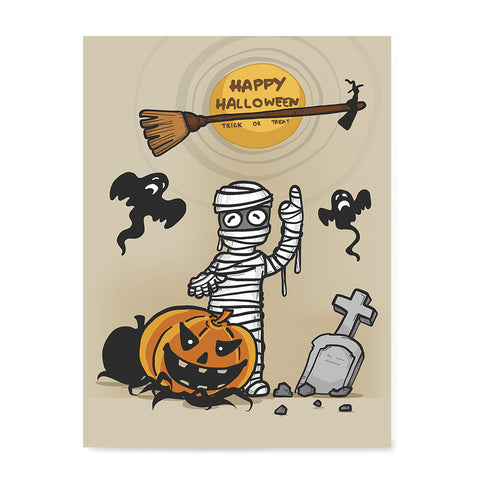 Ezposterprints - Mummy and the Broom Halloween Poster