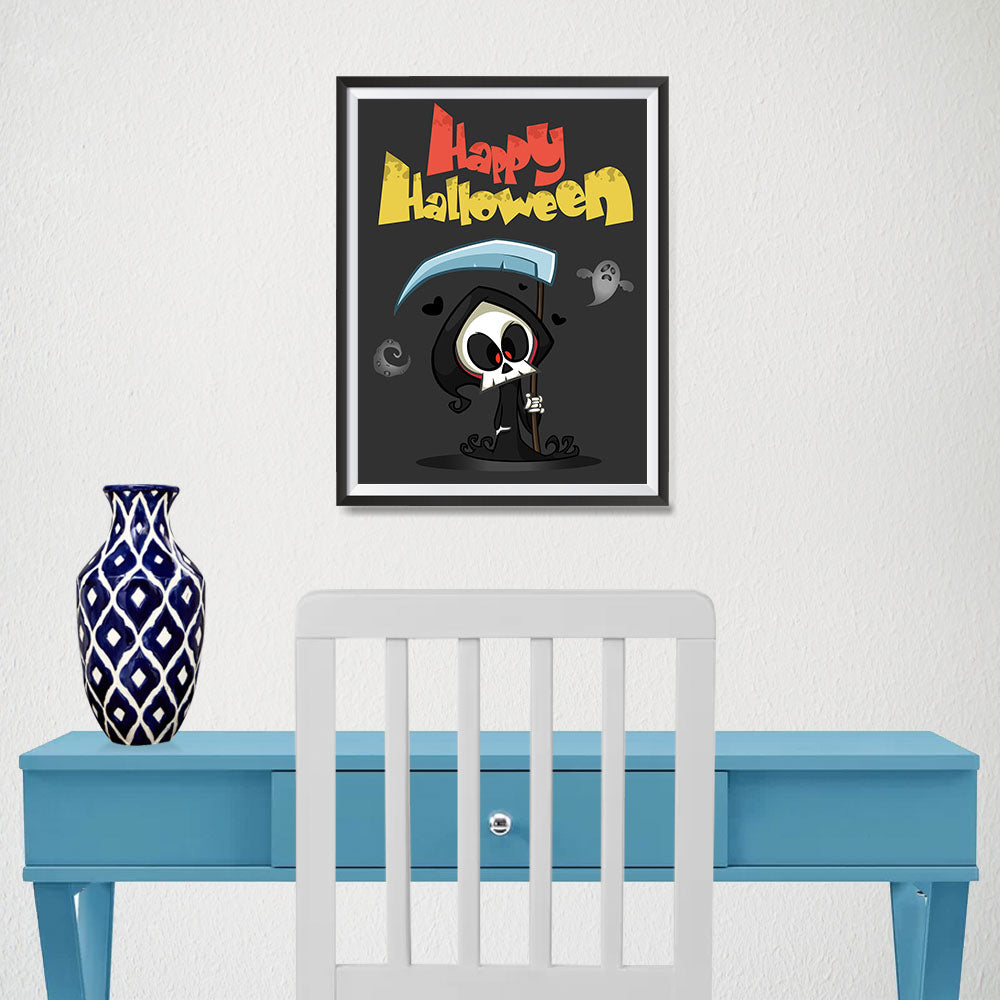 Ezposterprints - The Cute Reaper Halloween Poster - 12x16 ambiance display photo sample