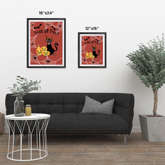 Ezposterprints - Happy Pumpkins and The Cat Halloween Poster ambiance display photo sample