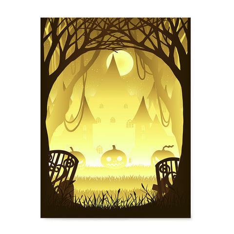 Ezposterprints - Pumpkin Silhouette In the Woods Halloween Poster