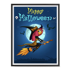 Ezposterprints - Happy Flying Young Witch Halloween Poster ambiance display photo sample