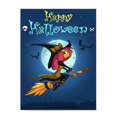 Ezposterprints - Happy Flying Young Witch Halloween Poster