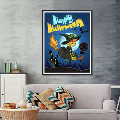 Ezposterprints - Happy Flying Young Witch 2 Halloween Poster - 36x48 ambiance display photo sample