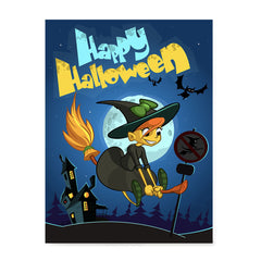 Ezposterprints - Happy Flying Young Witch 2 Halloween Poster