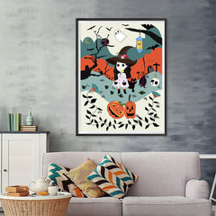 Ezposterprints - The Young Witch and The Happy Friends Halloween Poster - 36x48 ambiance display photo sample