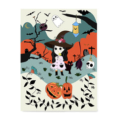 Ezposterprints - The Young Witch and The Happy Friends Halloween Poster